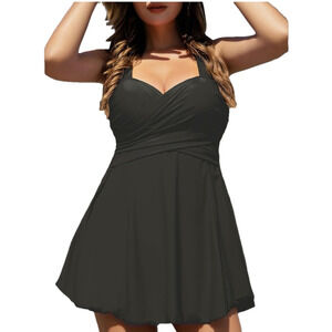 NWT COCOPEAR Elegant Crossover One Piece Swimdress Skirted Swimsuit 3X-Large